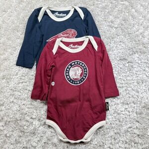 Indian Motorcycle Bodysuits Shirt Baby 6-12 Months Long Sleeve Set Kids Red Blue